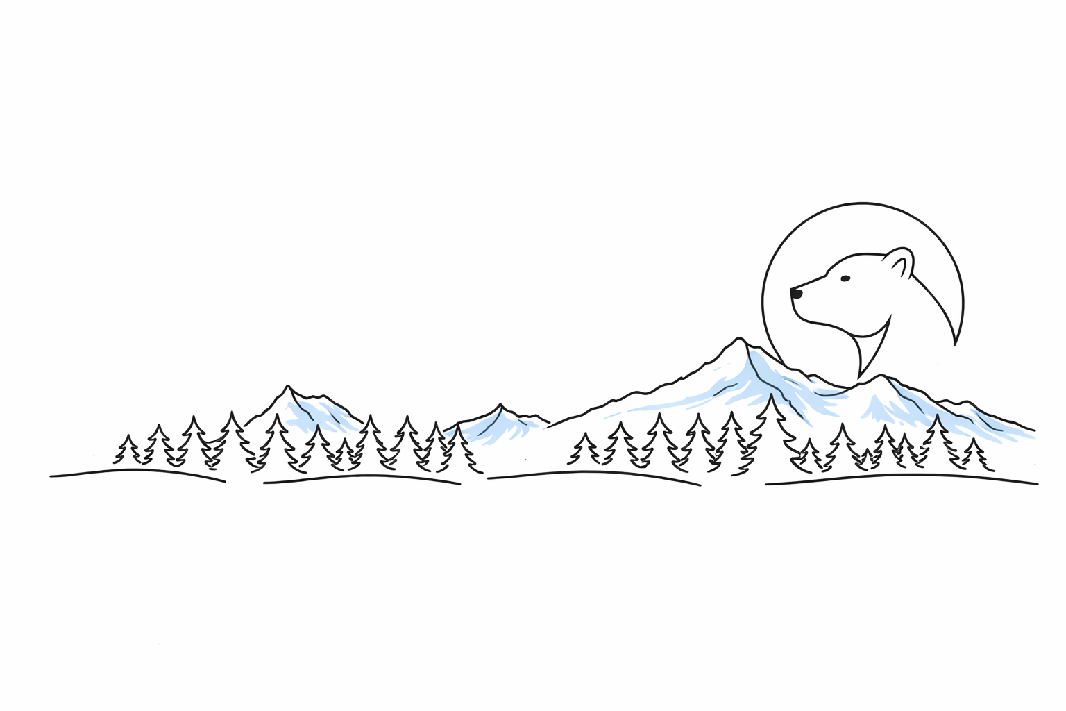 Paysage hivernal avec tête d'ours